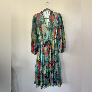AlexMarie Tiered Simone Floral Long Sleeve Tie Waist VNeck Dress Women’s Size 6P